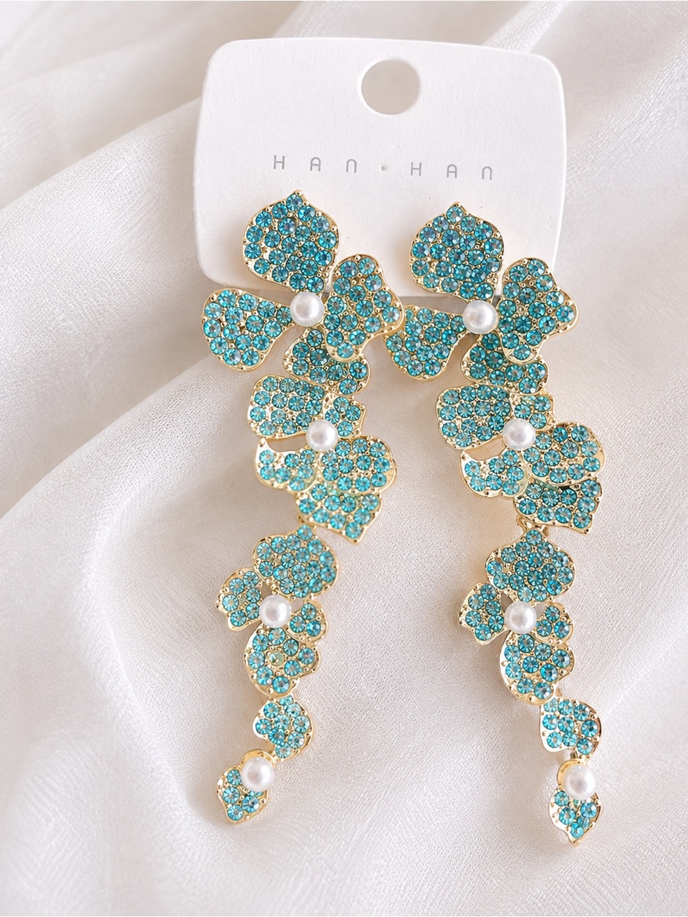 Turquoise Floral Drop Earrings — Women Jewelry